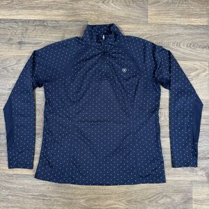 Ariat Tek Heat Series Women L 1/4 Zip Pullover Shirt Top Navy Blue